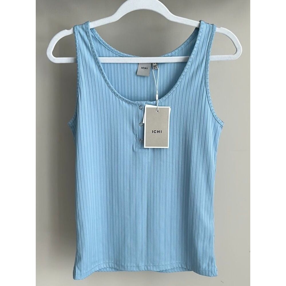 ICHI - Light Blue - Textured Tank Top w/ Buttons - $42 - Brand New!